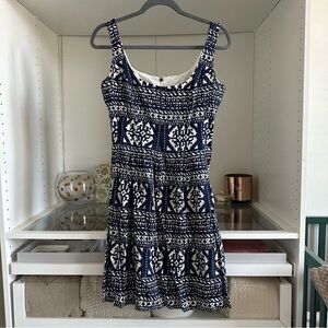 Nine West Grecian Dress Old Money Scoop Neck Cocktail Dress Navy and White Sz 4